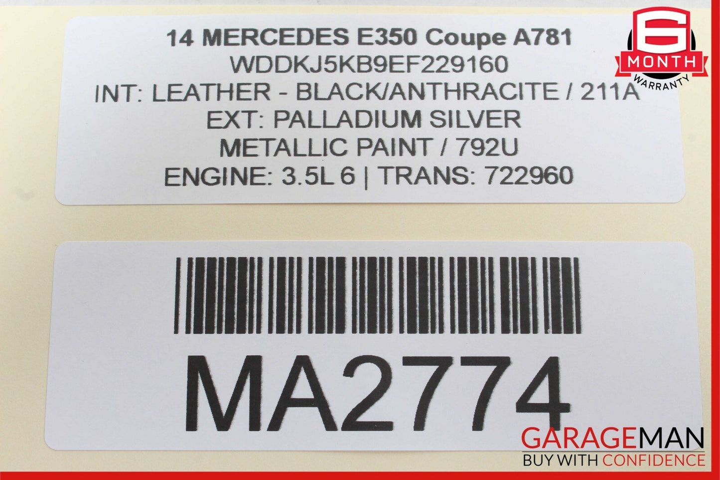 08-18 Mercedes E350 C300 Front Upper Seat Bladder Bolster Cushion Assembly