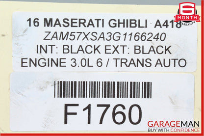 14-17 Maserati Ghibli Windshield Windscreen Washer Fluid Reservoir Tank Bottle