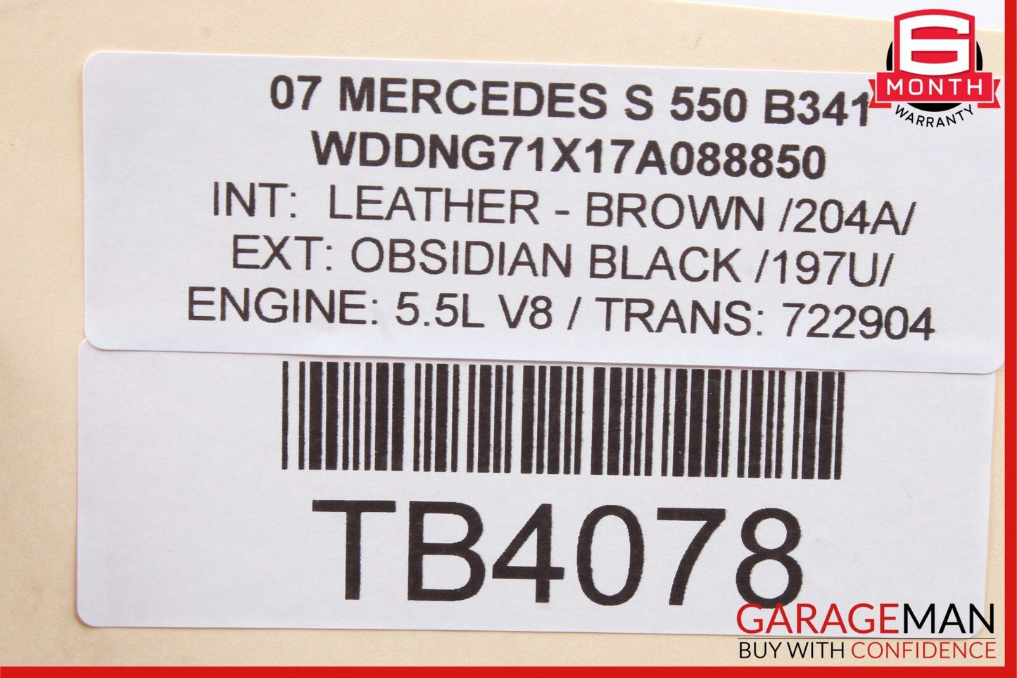 07-09 Mercedes W221 S550 Front Right Side Top Upper Seat Cushion Brown OEM