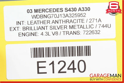 00-06 Mercedes W220 S430 S55 AMG Rear Headliner Reading Map Dome Light Beige OEM