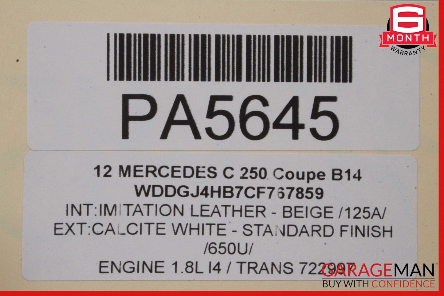 12-14 Mercedes W204 C350 C250 Coupe Front Right Side Exterior Door Shell White