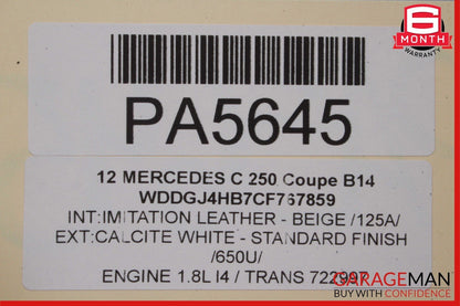 12-14 Mercedes W204 C350 C250 Coupe Front Right Side Exterior Door Shell White