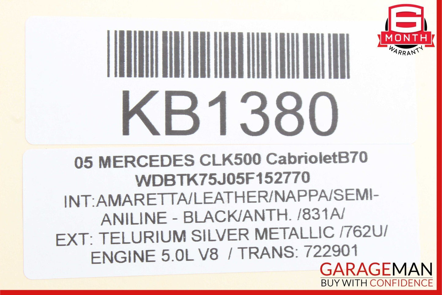 03-09 Mercedes W209 CLK500 CLK550 Front Left Side Top Roof Lock Latch Cover