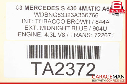 00-06 Mercedes W220 S430 Base Left Rocker Panel Side Skirt Molding Midnight Blue