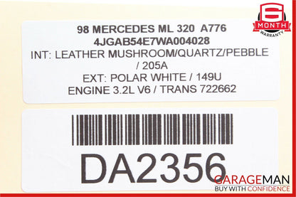98-05 Mercedes W163 ML320 ML500 Front Right Side Seat Belt Retractor Black OEM