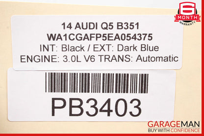 09-17 Audi Q5 Rear Right Passenger Side Exterior Door Shell Frame Panel OEM