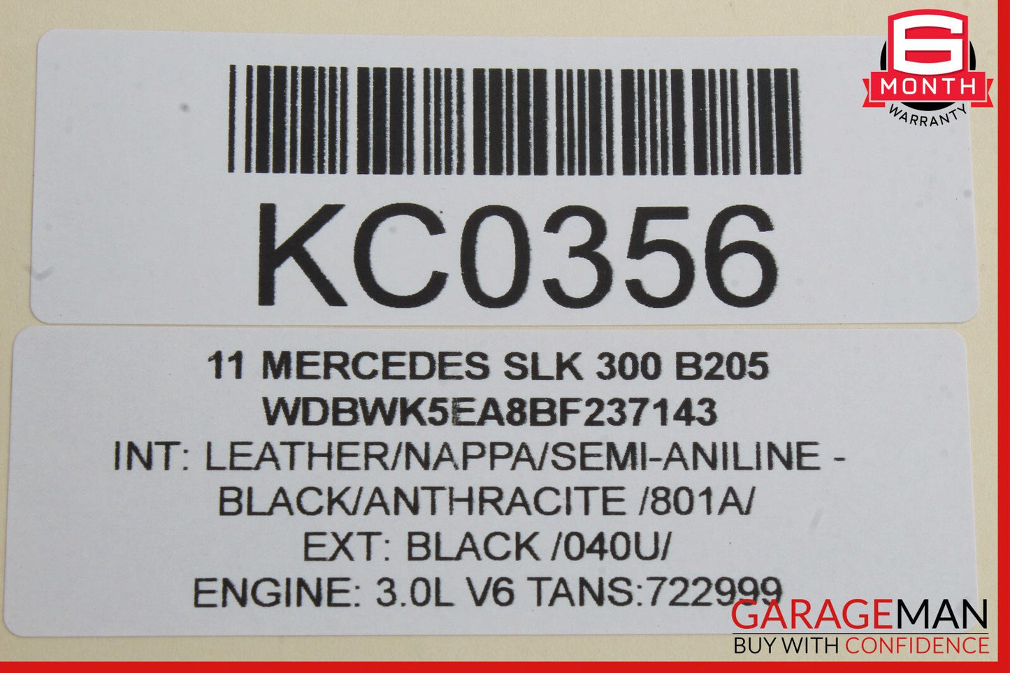 05-11 Mercedes R171 SLK300 SLK55 AMG Left Convertible Top Trunk Lid Cylinder OEM