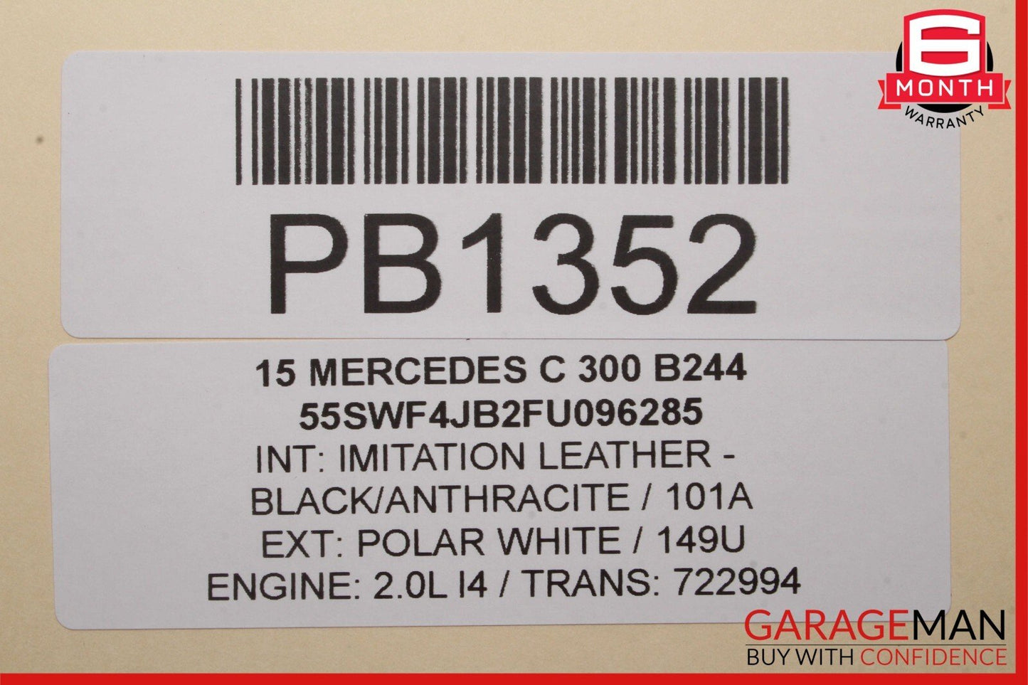 15-20 Mercedes W205 C300 C350e Rear Right Passenger Side Top Upper Seat Cushion