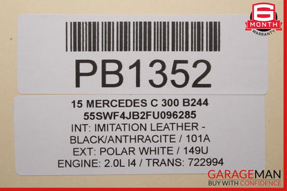 15-20 Mercedes W205 C300 C350e Rear Right Passenger Side Top Upper Seat Cushion