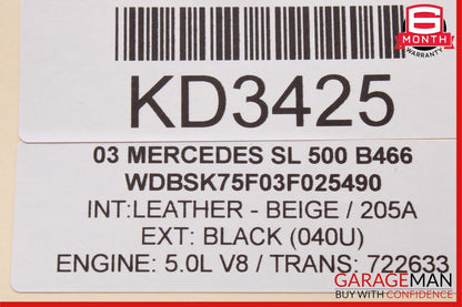 03-12 Mercedes R230 SL500 SL55 SL63 AMG Rear Left Trunk Lock Frame Cylinder OEM