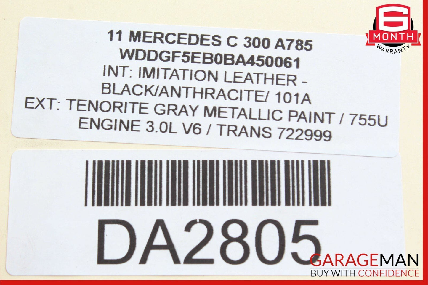 08-14 Mercedes W204 C300 Sedan Front Right Side Top Upper Seat Cushion Gray OM
