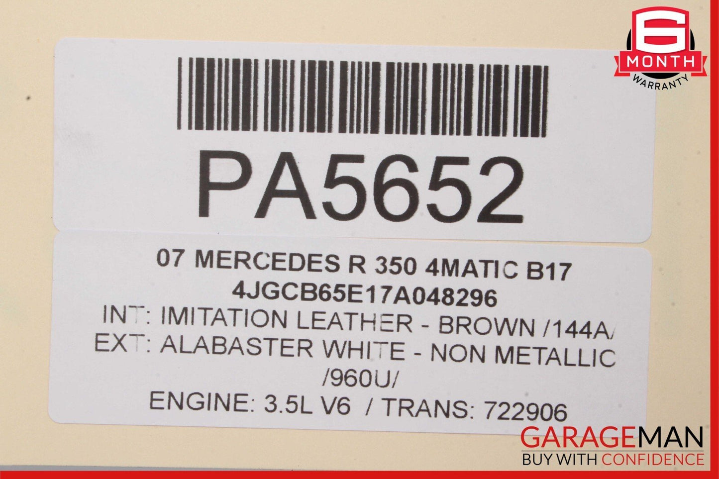 06-10 Mercedes W251 R500 Rear Left Driver Side Interior Door Panel OEM