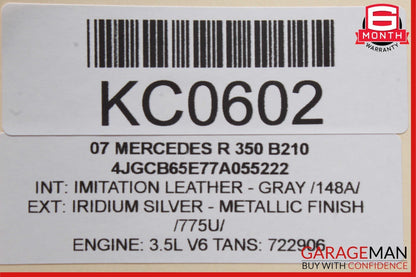 06-12 Mercedes W251 R350 ML450 Rear Right Side Quarter Glass Window Motor OEM