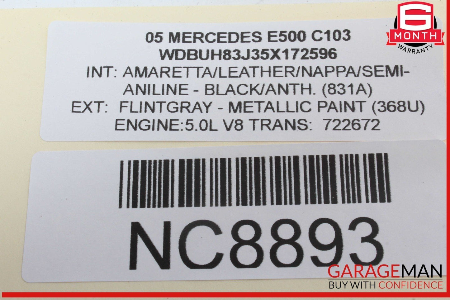 03-11 Mercedes W211 E500 CLS500 Rear Overhead Dome Light Gray 2118202001 OEM