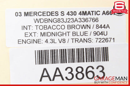 03-06 Mercedes W220 S430 S500 Dashboard Center Switch ESP Hazard Door Lock OEM