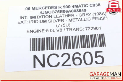 06-13 Mercedes W251 R500 4MATIC Front Overhead Dome Light Lamp Gray OEM