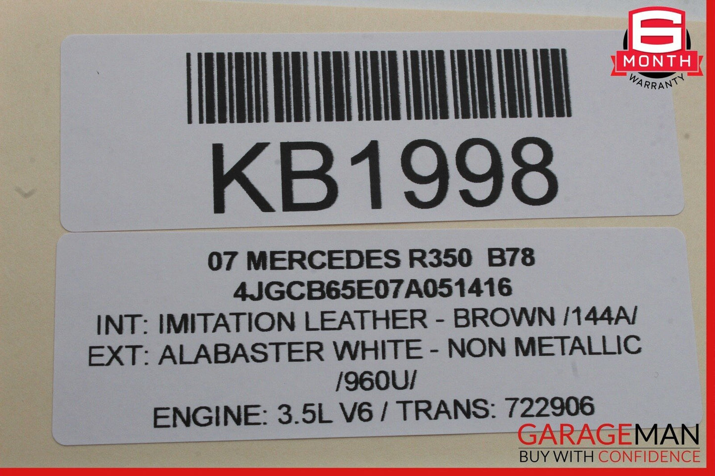 06-10 Mercedes W251 R350 Front Left Driver Side Mirror Door Rear View White OEM