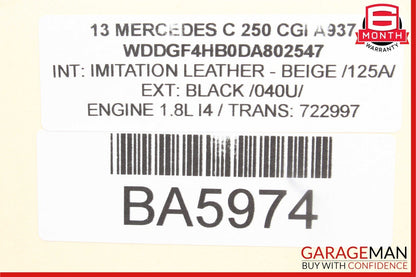 12-14 Mercedes W204 C300 Sedan Right Passenger Exterior Door Handle Assy Black