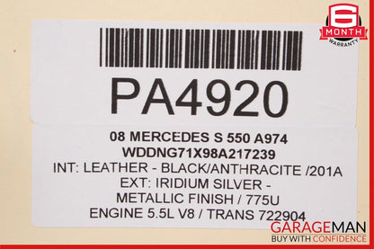 07-09 Mercedes W221 S450 S550 Front Left Driver Top Upper Seat Cushion Black OEM