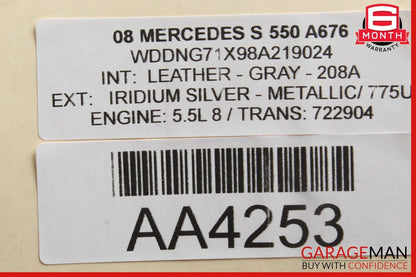 07-13 Mercedes W221 S550 S600 Rear Left Side Exterior Door Handle Keyless Go OEM