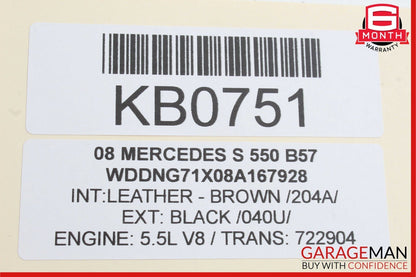 07-13 Mercedes W221 S350 S400 S550 Front Right Side Under Seat Control Module