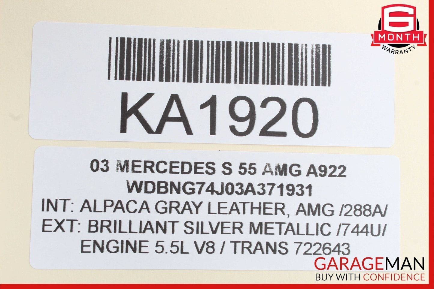 03-06 Mercedes W220 S55 Front Right or Left Side Seat Headrest Head Rest Gray