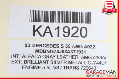 03-06 Mercedes W220 S55 Front Right or Left Side Seat Headrest Head Rest Gray