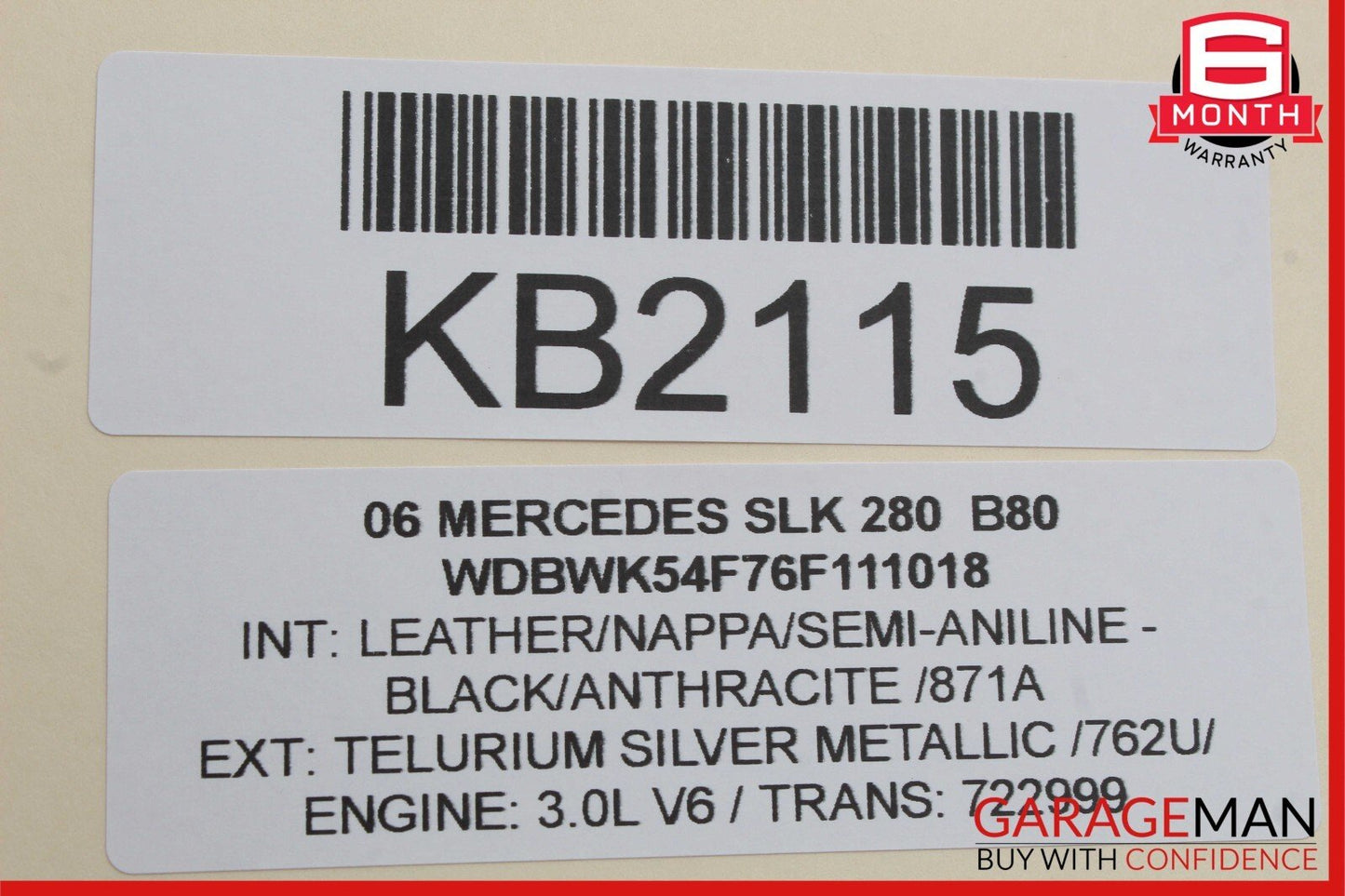 05-11 Mercedes R171 SLK280 SLK350 Rear Left Window Roof C Pillar Panel Cover OEM
