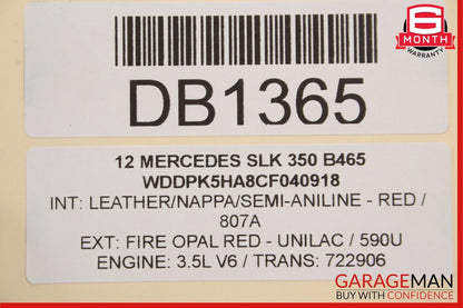 12-20 Mercedes R172 SLK250 SLK350 Front Right Side Exterior Door Shell Red OEM