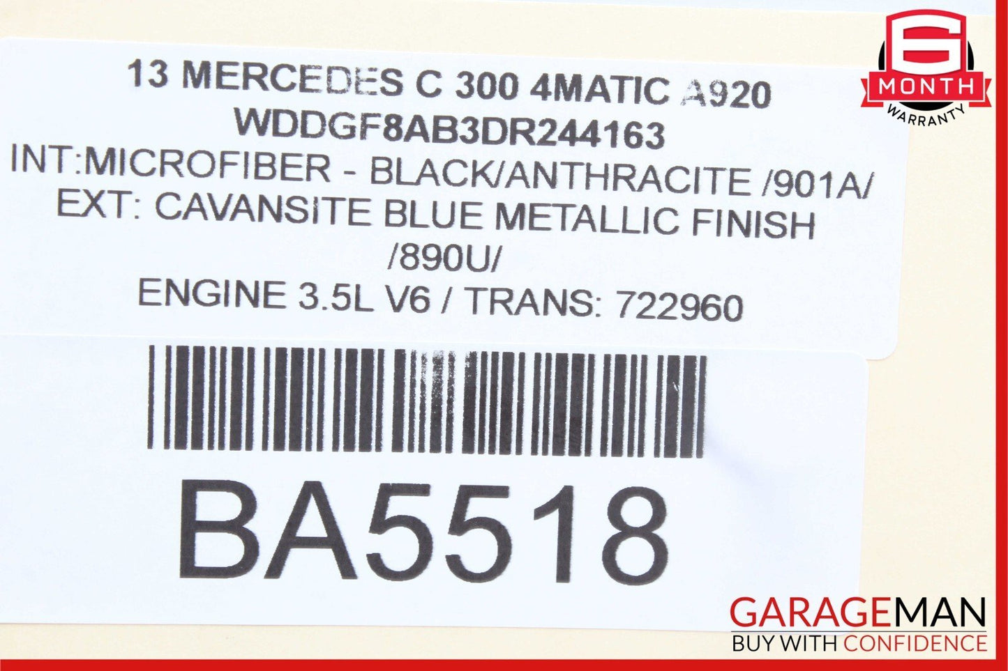 12-14 Mercedes W204 C300 C250 Sedan Right Passenger Exterior Door Handle Blue