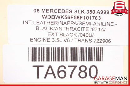 05-11 Mercedes R171 SLK350 Front Right Side Interior Door Panel Cover Black