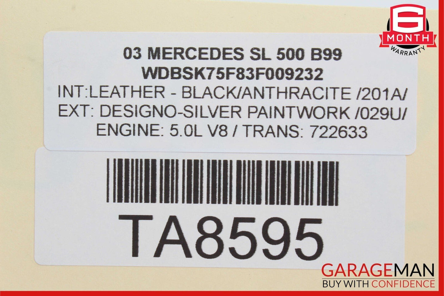 03-12 Mercedes R230 SL550 Convertible Right Roof Main Top Drive Lift Cylinder