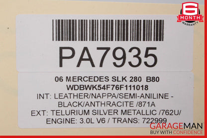 05-11 Mercedes R171 SLK280 Convertible Hard Top Roof Folding Panel Silver