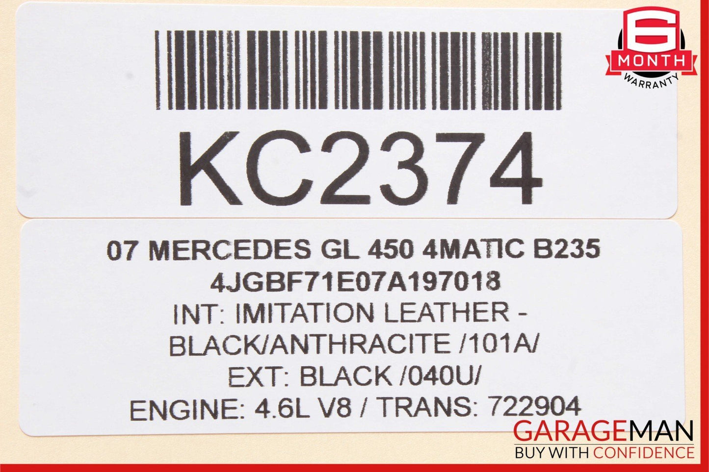 06-08 Mercedes W251 R350 GL450 ML500 Driver Steering Wheel Airbag Black
