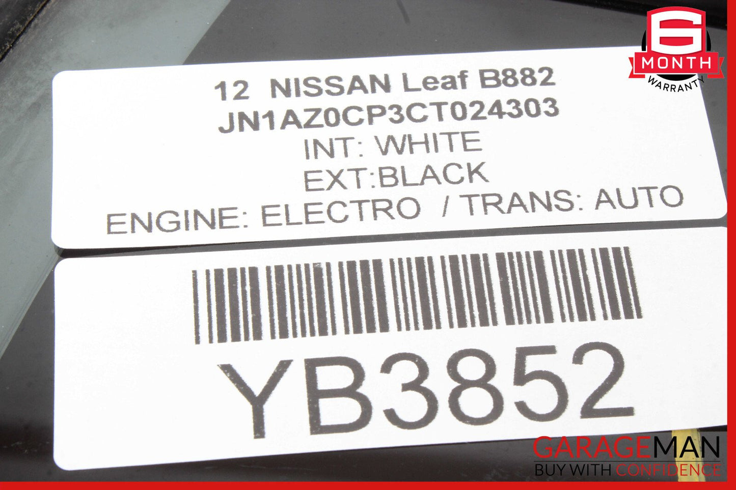 11-12 Nissan Leaf Rear Right Quarter Window Glass OEM