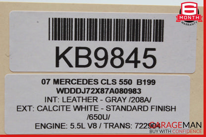 03-11 Mercedes W219 CLS550 CLS500 Rear Overhead Dome Light Gray 2118207501 OEM