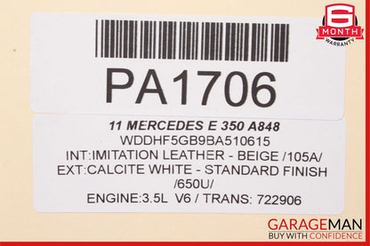 10-16 Mercedes W212 E350 E400 Front Right Seat Cushion Top Upper Beige OEM
