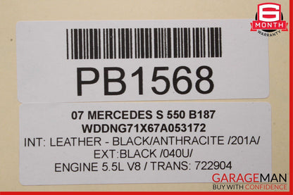 07-09 Mercedes W221 S550 Rear Right Passenger Interior Door Panel Black OEM