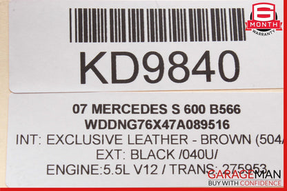 07-09 Mercedes W221 S550 S600 Front Top Upper Rear View Mirror Brown OEM