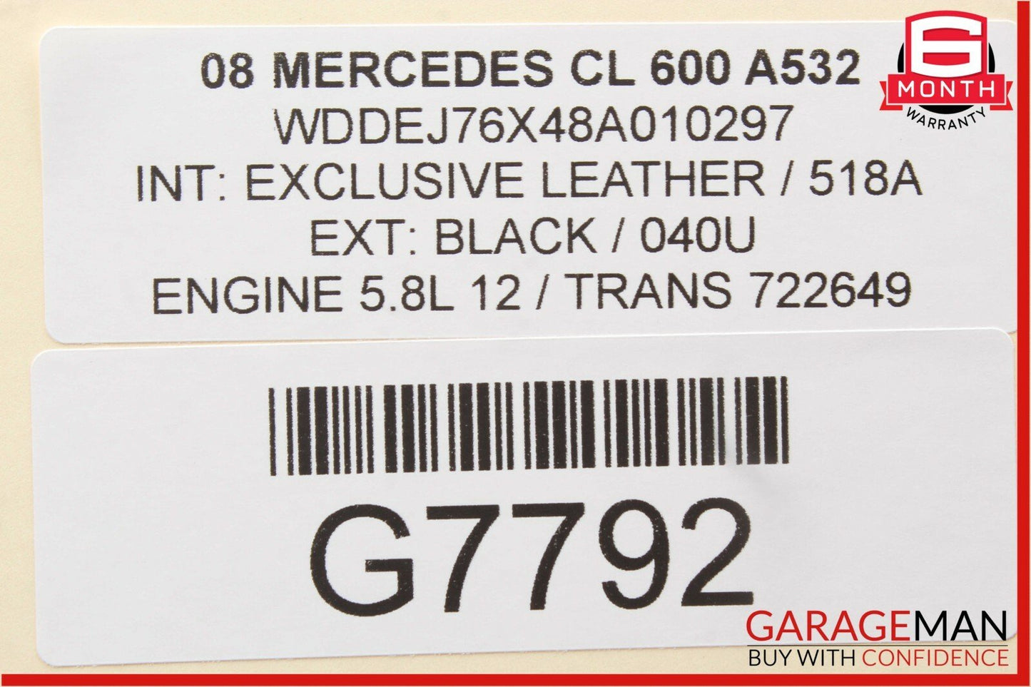 07-13 Mercedes CL550 CL600 S550 S63 AMG Dynamic Seat Pressure Vacuum Tank