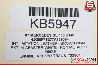 03-09 Mercedes X164 GL450 CLK350 Sirius Satellite Radio Receiver 1698270162 OEM
