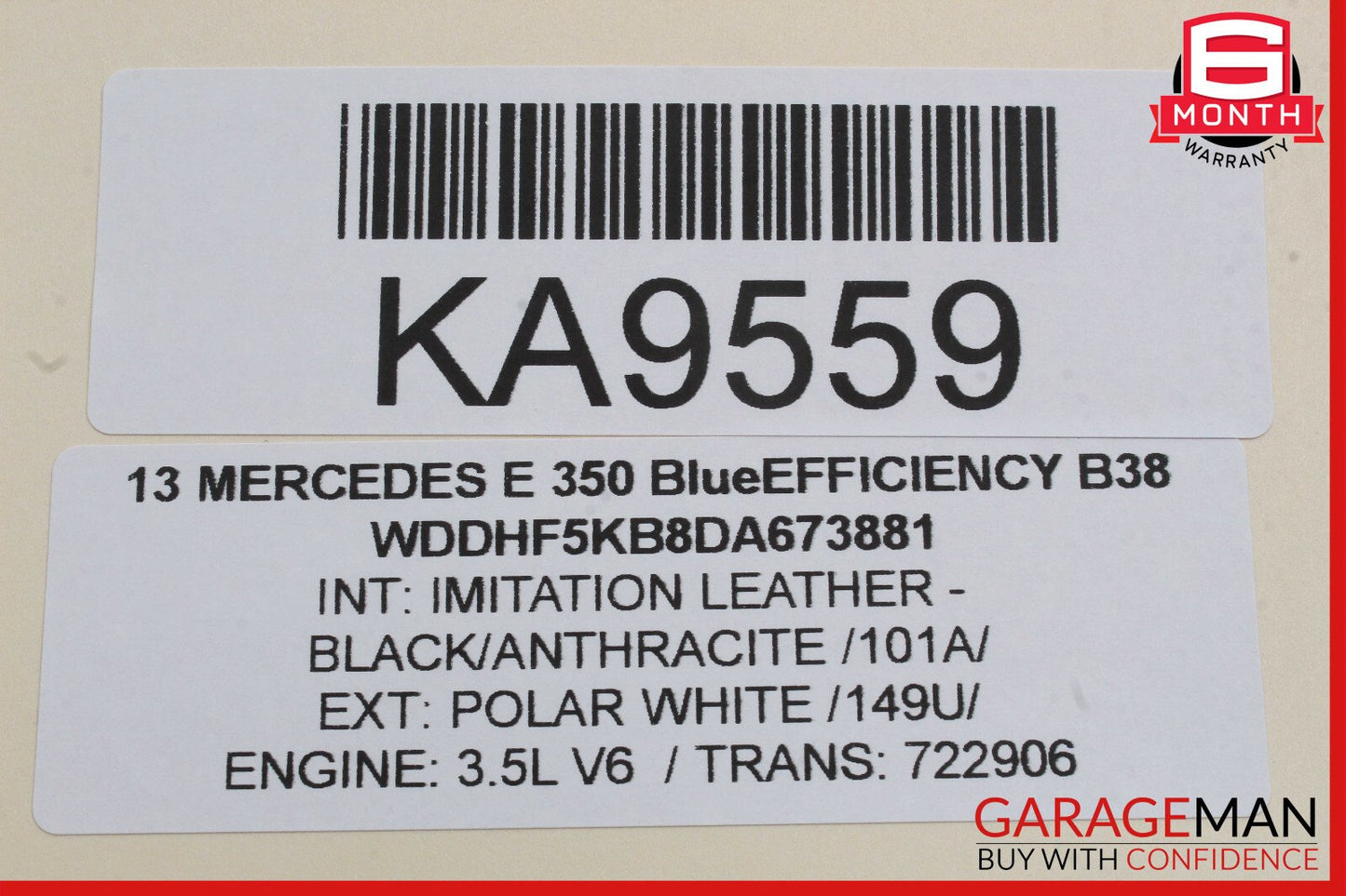 10-17 Mercedes W207 E350 C250 Rear Right Exterior Door Handle Keyless Go White