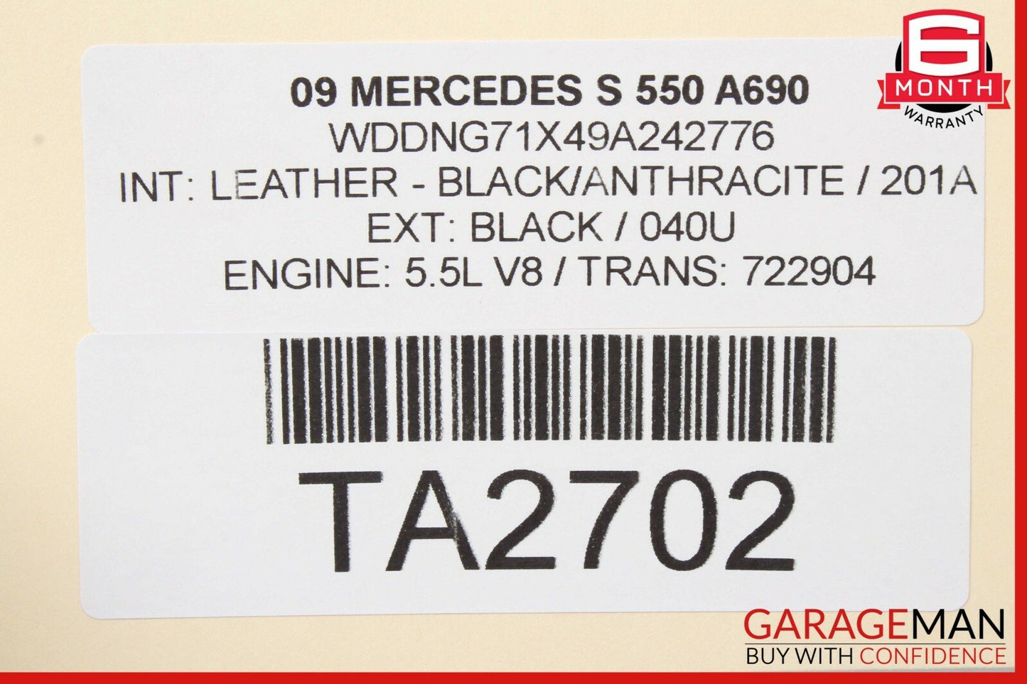 07-13 Mercedes W221 S550 S65 AMG Rear Window Sun Shade Screen Roller Blind Black
