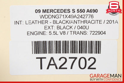 07-13 Mercedes W221 S550 S65 AMG Rear Window Sun Shade Screen Roller Blind Black