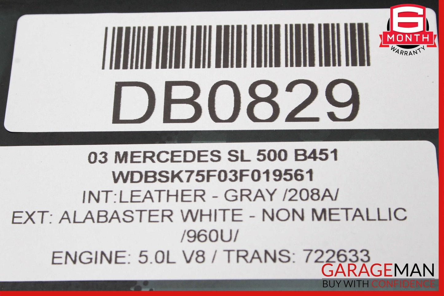 03-12 Mercedes R230 SL500 Rear Back Windshield Glass Assembly OEM