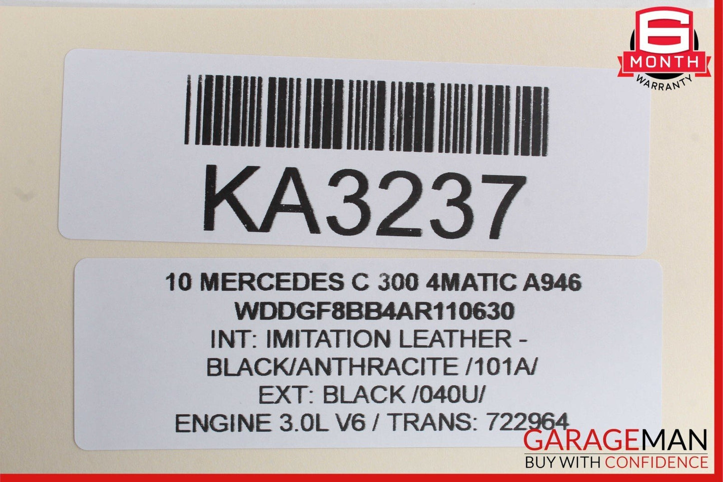 08-11 Mercedes W204 C300 Rear Right Side Exterior Door Handle Black OEM