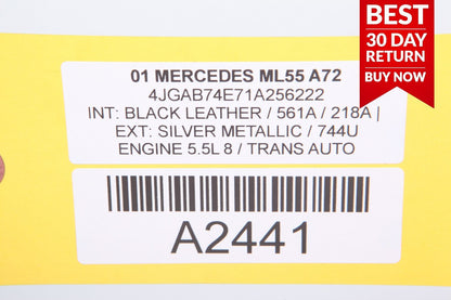 00-03 Mercedes W163 ML55 AMG Upper Radiator Support Bracket Panel Silver A72 OEM