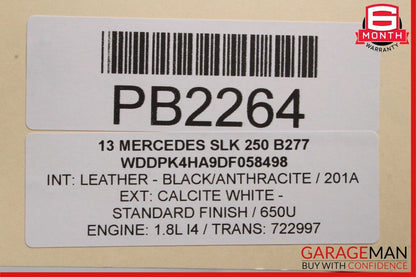 12-20 Mercedes R172 SLK250 Front Left Side Exterior Door Shell Calcite White