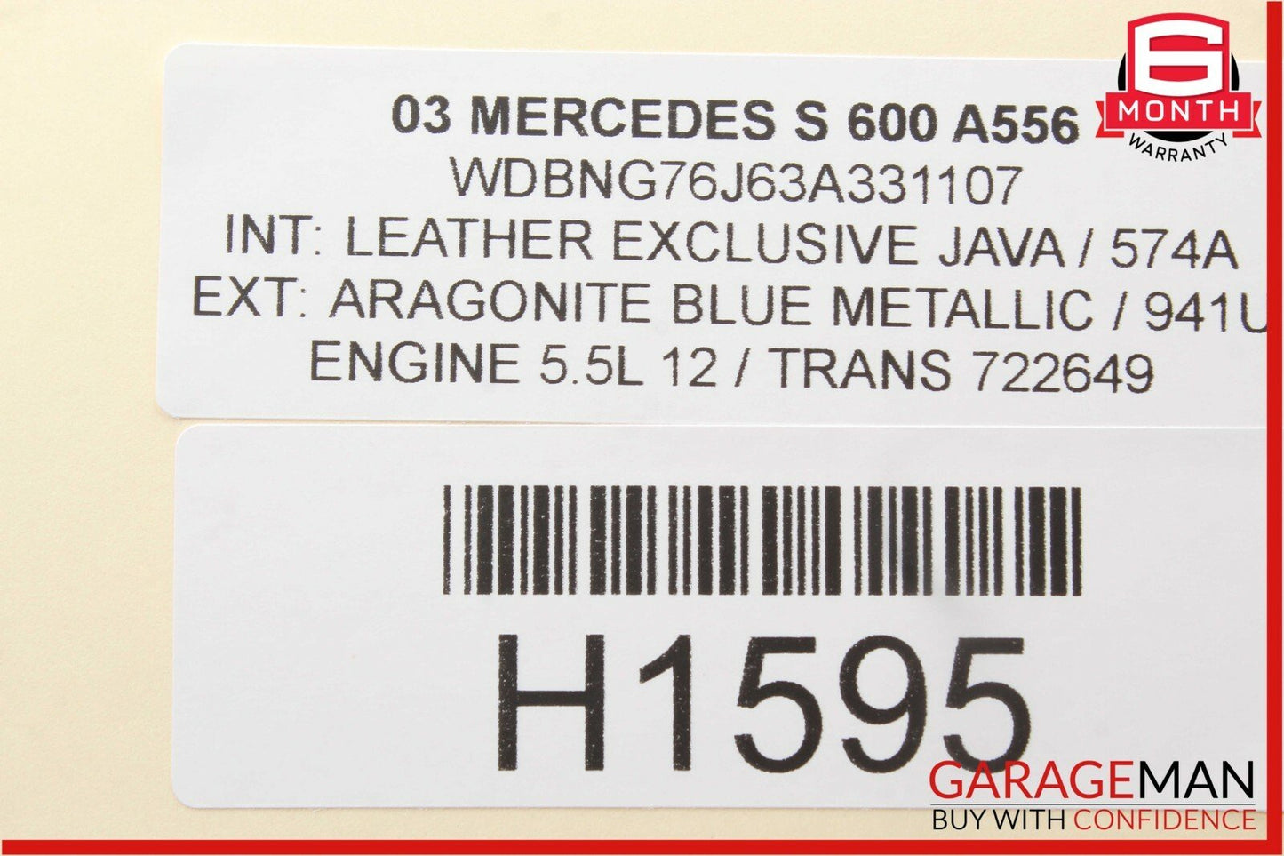 03-12 Mercedes S600 CL65 AMG Right Side Turbocharger Hose Pipe 2750980607 OEM
