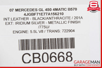 06-13 Mercedes X164 GL450 ML550 GL550 Front Overhead Dome Light Lamp OEM